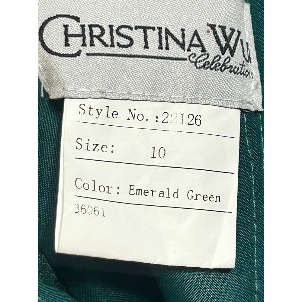 NWT Christina Wu Celebration Size 10 Chiffon Maxi Emerald Green Dress - Picture 7 of 12